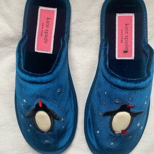 Kate Spade Kids Slippers in Deep Blue with Penguin Design